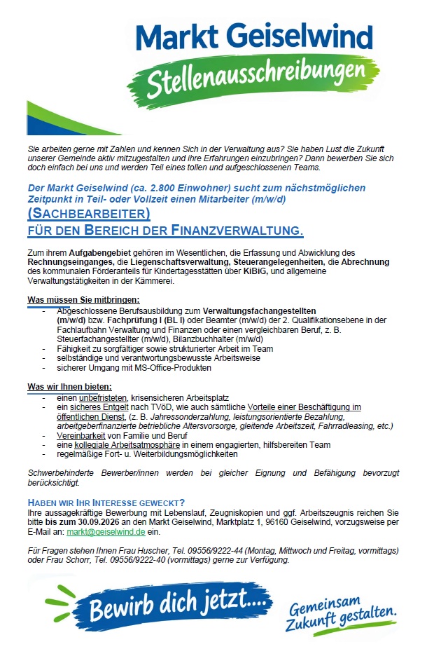 Stellenbeschreibung Fachkraft Finanzverwaltung